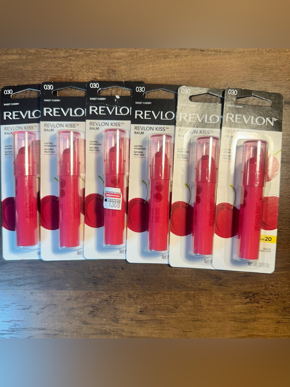 REVLON KISS BALM LASTING HYDRATION ~LOT OF 6 #030 SWEET CHERRY~ SPF20 HYDRATION